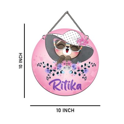 Personalized Wooden Wall Hanging For Kids & Girls Room Decor Cute Cat Theme Wall Art Modern Wall Decorative Accessories for Home Decoration